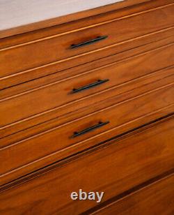 Mid Century Modern Dresser Highboy Dixie Walnut 4 Drawer Wood Brass Chest Handle