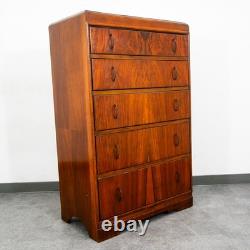 Mid Century Modern Highboy Dresser 5 Drawer Walnut Vintage Mcm Metal Burl Wood