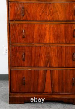 Mid Century Modern Highboy Dresser 5 Drawer Walnut Vintage Mcm Metal Burl Wood