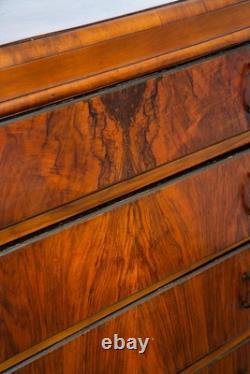 Mid Century Modern Highboy Dresser 5 Drawer Walnut Vintage Mcm Metal Burl Wood