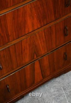 Mid Century Modern Highboy Dresser 5 Drawer Walnut Vintage Mcm Metal Burl Wood