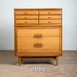 Mid Century Modern Highboy Dresser Solid Wood 5 Drawers Ash LA Period Furniture