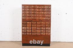 Mid-Century Modern Maple 60-Drawer Library Card Catalog Filing Cabinet