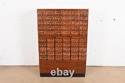 Mid-Century Modern Maple 60-Drawer Library Card Catalog Filing Cabinet