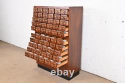 Mid-Century Modern Maple 60-Drawer Library Card Catalog Filing Cabinet
