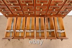 Mid-Century Modern Maple 60-Drawer Library Card Catalog Filing Cabinet