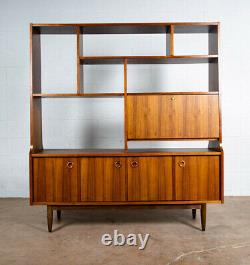 Mid Century Modern Room Divider Wall Unit Credenza Cabinet Walnut Vintage Danish