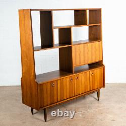 Mid Century Modern Room Divider Wall Unit Credenza Cabinet Walnut Vintage Danish