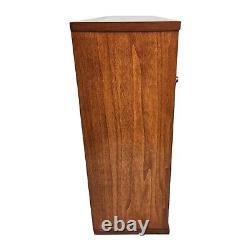 Mid-Century Modern Teak Wood Bookcase Cabinet Sliding Doors Danish Vintage