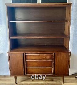 Mid Century Modern Walnut Bassett Credenza & Hutch