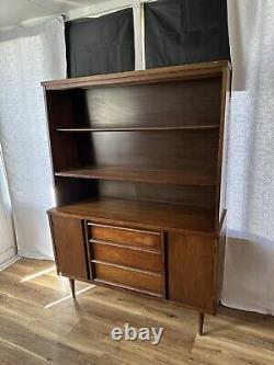 Mid Century Modern Walnut Bassett Credenza & Hutch