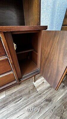 Mid Century Modern Walnut Bassett Credenza & Hutch