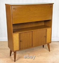 Mid-Century Modern Walnut Drop Front Dry Bar Cabinet