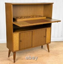 Mid-Century Modern Walnut Drop Front Dry Bar Cabinet