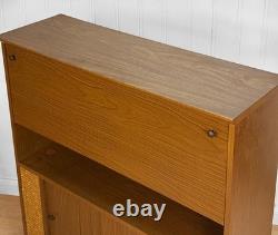 Mid-Century Modern Walnut Drop Front Dry Bar Cabinet