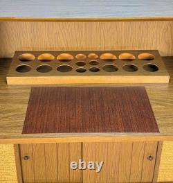 Mid-Century Modern Walnut Drop Front Dry Bar Cabinet