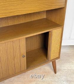 Mid-Century Modern Walnut Drop Front Dry Bar Cabinet
