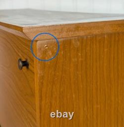 Mid-Century Modern Walnut Drop Front Dry Bar Cabinet