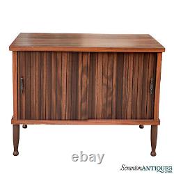 Mid-Century Modern Walnut Sliding Door Occasional Cabinet