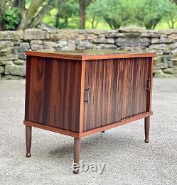 Mid-Century Modern Walnut Sliding Door Occasional Cabinet