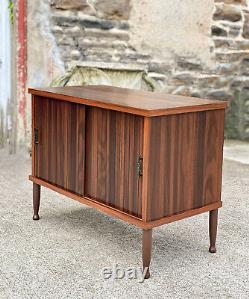 Mid-Century Modern Walnut Sliding Door Occasional Cabinet