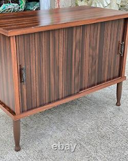 Mid-Century Modern Walnut Sliding Door Occasional Cabinet