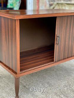 Mid-Century Modern Walnut Sliding Door Occasional Cabinet