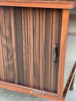 Mid-Century Modern Walnut Sliding Door Occasional Cabinet