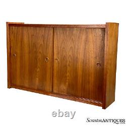 Mid-Century Modern Walnut Sliding Door Wall Hanging Cabinet