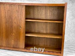 Mid-Century Modern Walnut Sliding Door Wall Hanging Cabinet