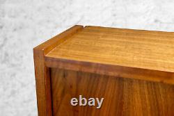 Mid-Century Modern Walnut Sliding Door Wall Hanging Cabinet