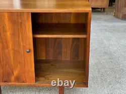 Mid-Century Modern Walnut Sliding Double Door Cabinet