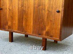 Mid-Century Modern Walnut Sliding Double Door Cabinet