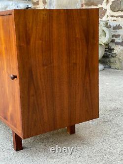 Mid-Century Modern Walnut Sliding Double Door Cabinet