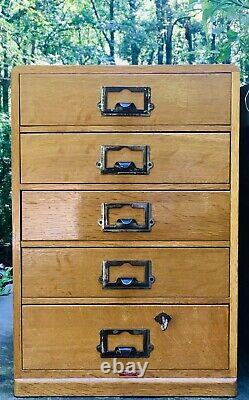 Mid Century Solid Wood 5 Drawer Cabinet