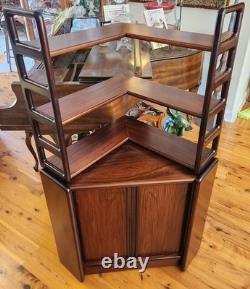 Mid-century Danish Rosewood Corner Cabinet withTambour Doors & Floating Shelf