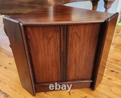 Mid-century Danish Rosewood Corner Cabinet withTambour Doors & Floating Shelf