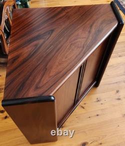 Mid-century Danish Rosewood Corner Cabinet withTambour Doors & Floating Shelf