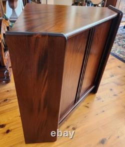 Mid-century Danish Rosewood Corner Cabinet withTambour Doors & Floating Shelf