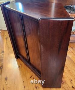Mid-century Danish Rosewood Corner Cabinet withTambour Doors & Floating Shelf