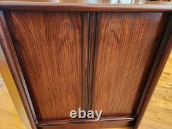 Mid-century Danish Rosewood Corner Cabinet withTambour Doors & Floating Shelf