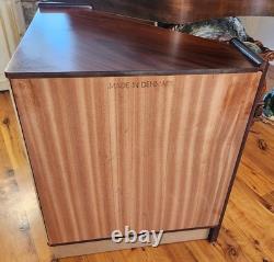 Mid-century Danish Rosewood Corner Cabinet withTambour Doors & Floating Shelf