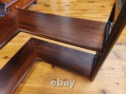 Mid-century Danish Rosewood Corner Cabinet withTambour Doors & Floating Shelf