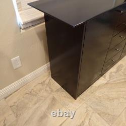 Modern Designer Black Lacquer Sideboard Credenza 58 2 Door 6 Drawer Storage