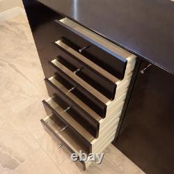 Modern Designer Black Lacquer Sideboard Credenza 58 2 Door 6 Drawer Storage