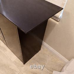 Modern Designer Black Lacquer Sideboard Credenza 58 2 Door 6 Drawer Storage