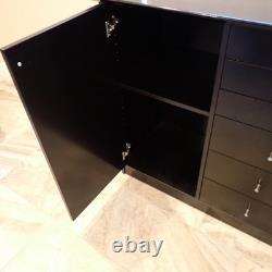 Modern Designer Black Lacquer Sideboard Credenza 58 2 Door 6 Drawer Storage
