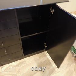 Modern Designer Black Lacquer Sideboard Credenza 58 2 Door 6 Drawer Storage