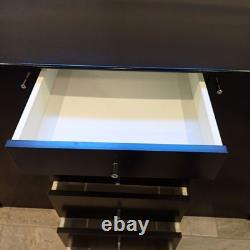 Modern Designer Black Lacquer Sideboard Credenza 58 2 Door 6 Drawer Storage