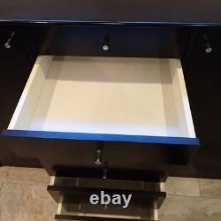 Modern Designer Black Lacquer Sideboard Credenza 58 2 Door 6 Drawer Storage